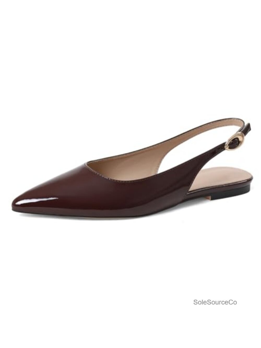 Pointed Toe Slingback Ballet Flats Women's Faux Leather Slip-On Dress Shoes